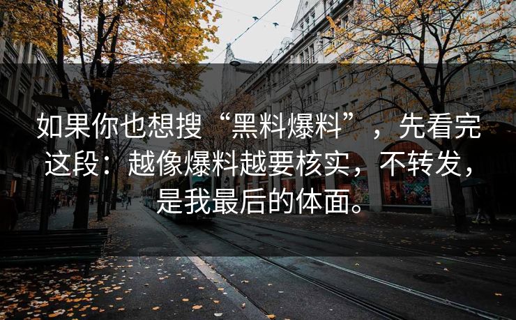 如果你也想搜“黑料爆料”，先看完这段：越像爆料越要核实，不转发，是我最后的体面。