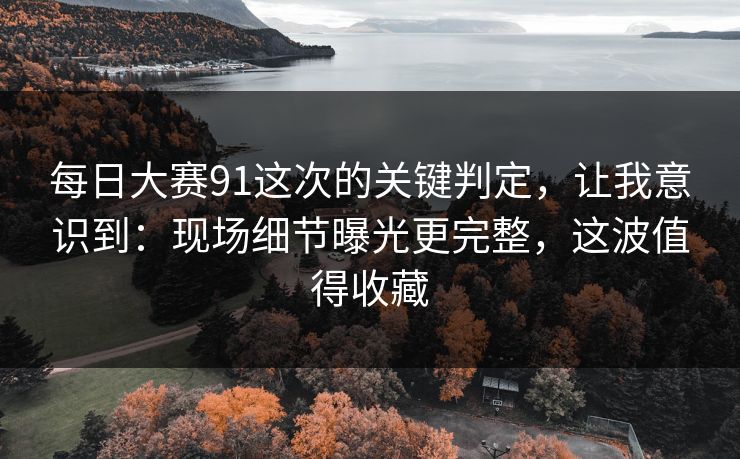 每日大赛91这次的关键判定，让我意识到：现场细节曝光更完整，这波值得收藏
